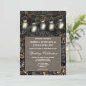 Rustic Mason Jar Chasse Camo Mariage Invitations (Debout devant)