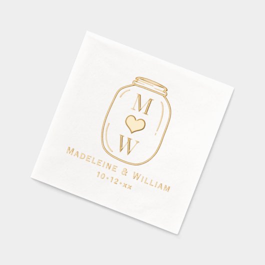 Rustic Mason Jar Couple 2 Nom initial Date (Gauche)