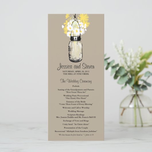 Rustic Mason Jar Daisies Programme Fleur sauvage (Debout devant)