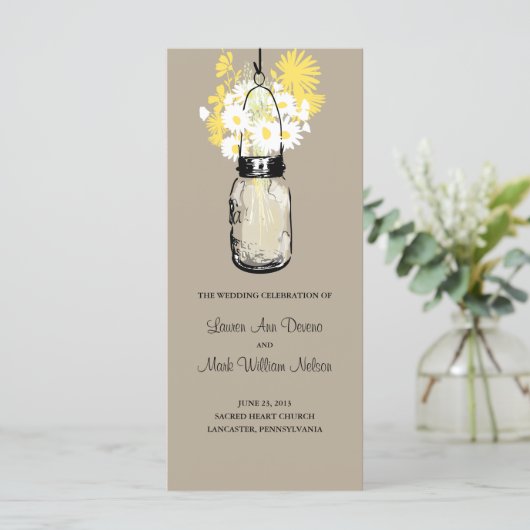 Rustic Mason Jar Daisies Programme Fleur sauvage (Debout devant)