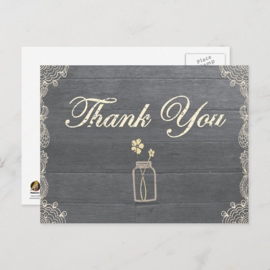 Rustic Mason Jar Dank u briefkaarten (Voorkant / Achterkant)
