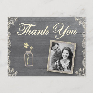 Rustic Mason Jar Dank u briefkaarten