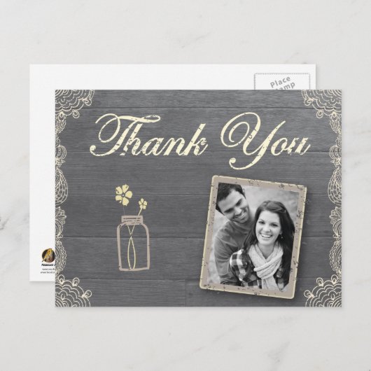 Rustic Mason Jar Dank u briefkaarten (Voorkant / Achterkant)