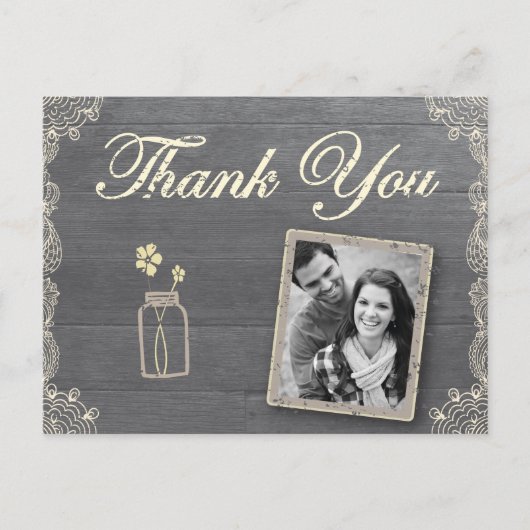 Rustic Mason Jar Dank u briefkaarten (Voorkant)