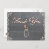 Rustic Mason Jar Dank u Coral briefkaarten (Voorkant / Achterkant)