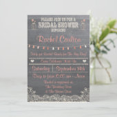 Rustic Mason Jar Douche nuptiale Invitation Coral (Debout devant)