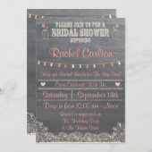 Rustic Mason Jar Douche nuptiale Invitation Coral (Devant / Derrière)