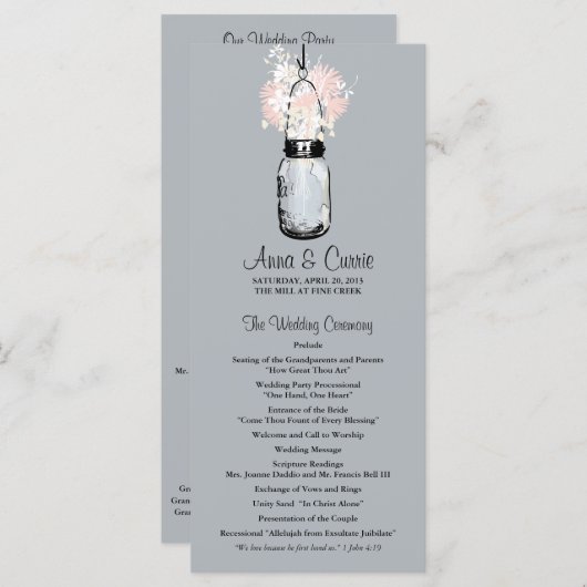 Rustic Mason Jar en Wildflower Programma (Voorkant / Achterkant)