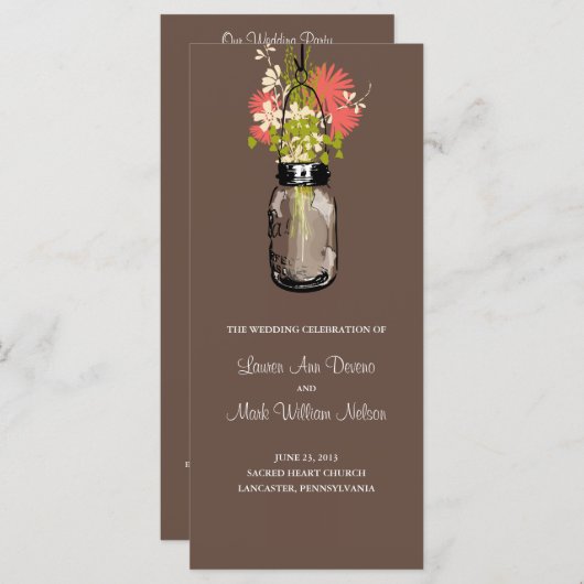 Rustic Mason Jar en Wildflowers Programma (Voorkant / Achterkant)