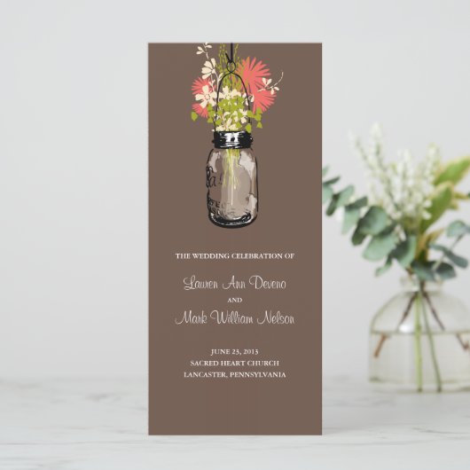 Rustic Mason Jar en Wildflowers Programma (Staand voorkant)
