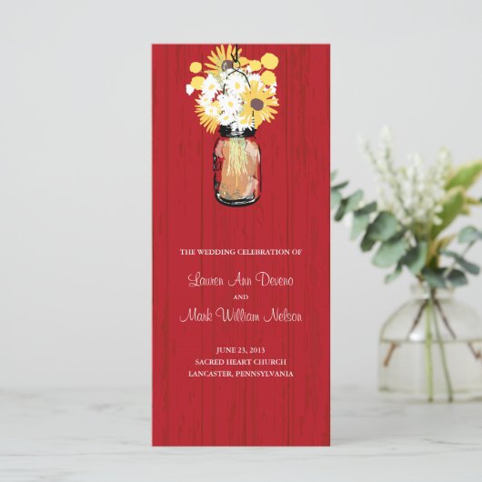 Rustic Mason Jar en Wildflowers Programma (Staand voorkant)