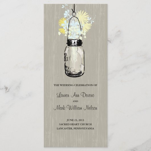 Rustic Mason Jar en Wildflowers Programma (Voorkant)