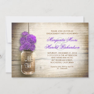 Rustic Mason Jar Engagement Party Uitnodigingen