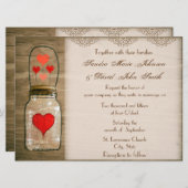 Rustic Mason Jar et Faire-part de mariage des coeu (Devant / Derrière)