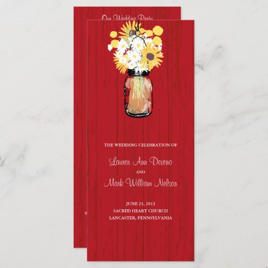 Rustic Mason Jar et le programme Fleur sauvage (Devant / Derrière)