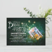 Rustic Mason Jar & Fireflies Bruids Tea Party Kaart (Staand voorkant)