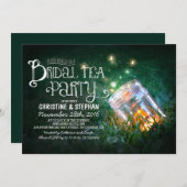 Rustic Mason Jar & Fireflies Bruids Tea Party Kaart (Voorkant / Achterkant)