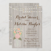 Rustic Mason Jar Floral Invitations de douche nupt (Devant / Derrière)