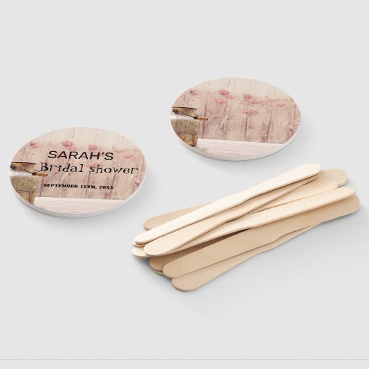 Rustic Mason Jar Floral Pink Vrijgezellenfeest Handwaaier (Niet-gemonteerd)