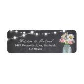 Rustic Mason Jar Floral String Lights Chalkboard Etiket (Voorkant)