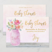 ** Rustic Mason Jar Flowers Peach Baby shower Kaart (Voorkant / Achterkant)