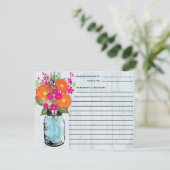 Rustic Mason Jar Gerber Daisies Recette Carte (Debout devant)