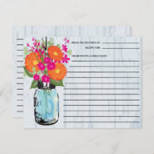 Rustic Mason Jar Gerber Daisies Recette Carte (Devant / Derrière)