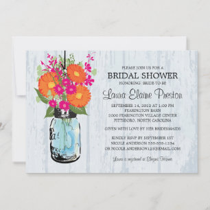Rustic Mason Jar Gerber Daisies Vrijgezellenfeest Kaart