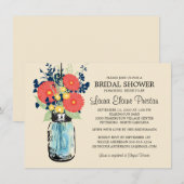 Rustic Mason Jar Gerbera Daisies Vrijgezellenfeest Kaart (Voorkant / Achterkant)