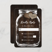 Rustic Mason Jar Grange Bois Burlap Mariage RSVP (Devant / Derrière)
