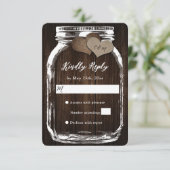 Rustic Mason Jar Grange Bois Burlap Mariage RSVP (Debout devant)