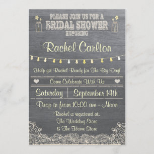 Rustic Mason Jar Invitation de la nuptiale douche