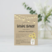 Rustic Mason Jar Kraft Bridal Shower Briefkaart (Staand voorkant)