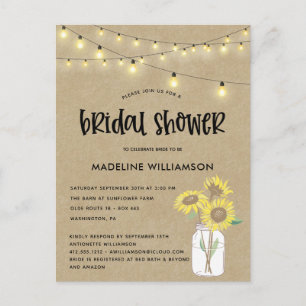 Rustic Mason Jar Kraft Bridal Shower Briefkaart