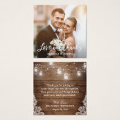 Rustic Mason Jar Lace Mariage Photo Carte de remer (Devant & derrière)