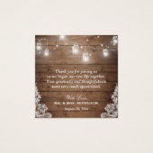 Rustic Mason Jar Lace Mariage Photo Carte de remer (Dos)