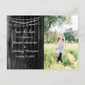 Rustic Mason Jar Lights bruiloft bewaart de datum Briefkaart (Voorkant)
