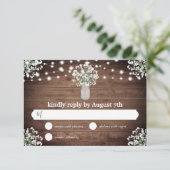 Rustic Mason Jar Lights Budget Wedding Carte RSVP (Debout devant)