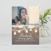 Rustic Mason Jar Lights Foto Afstudeerfeest Kaart (Staand voorkant)