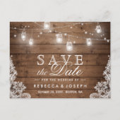 Rustic Mason Jar Lights Wedding Save the Date Briefkaart (Voorkant)