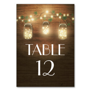 Rustic Mason Jar Mariage Tableau Numéro Cartes