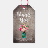 Rustic Mason Jar met Flower Bouquet Bedankt Cadeaulabel (Voorkant)