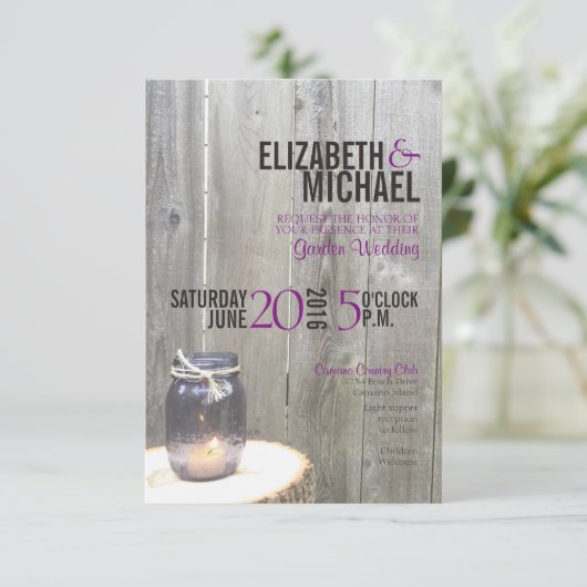 Rustic Mason Jar Modèle Faire-part de mariage (Debout devant)
