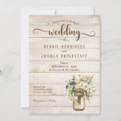 Rustic Mason Jar on Wood Wedding Invitation (Devant)