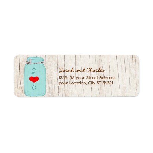Rustic Mason Jar op Bark Illustrated Wedding Etiket (Voorkant)