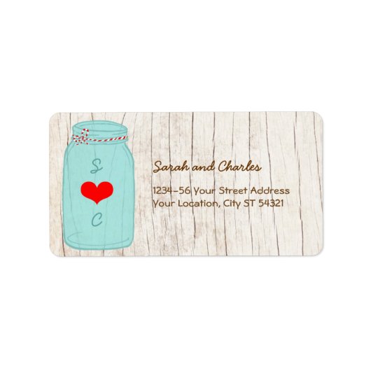 Rustic Mason Jar op Bark Illustrated Wedding Etiket (Voorkant)