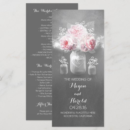 Rustic Mason Jar Programmes de mariage (Devant / Derrière)