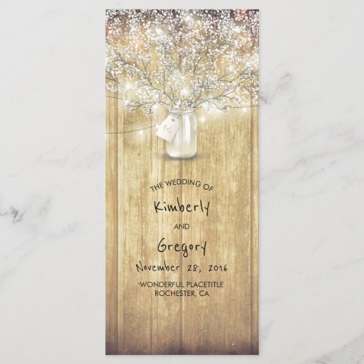 Rustic Mason Jar Programmes de mariage respiratoir (Devant)