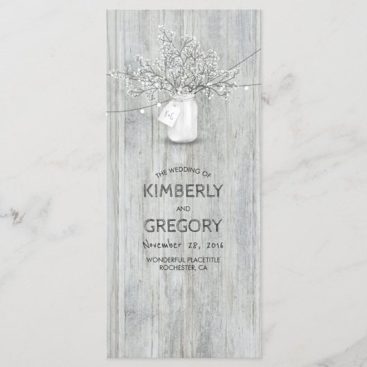 Rustic Mason Jar Programmes de mariage respiratoir (Devant)