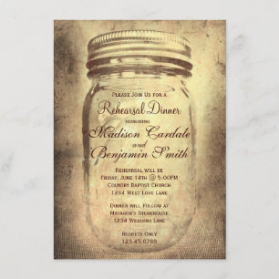 Rustic Mason Jar Rehearsal Dîner Invitations